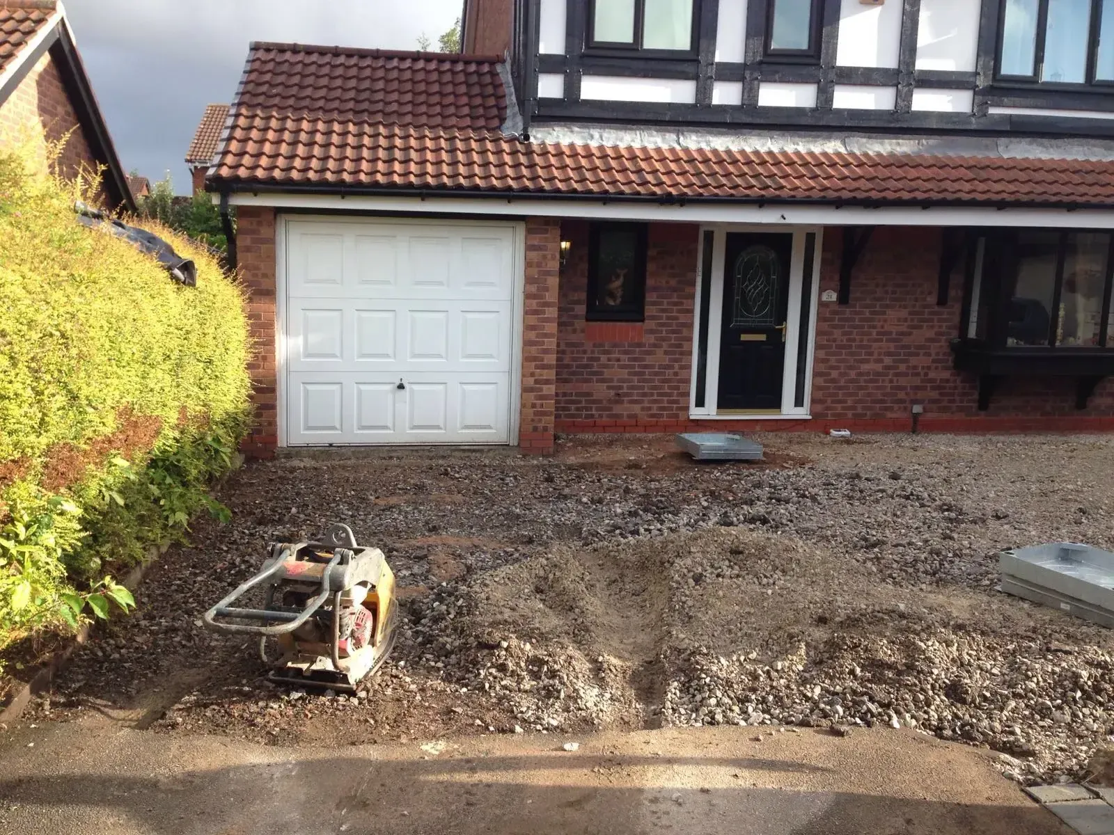 Old worn driveway before the work started