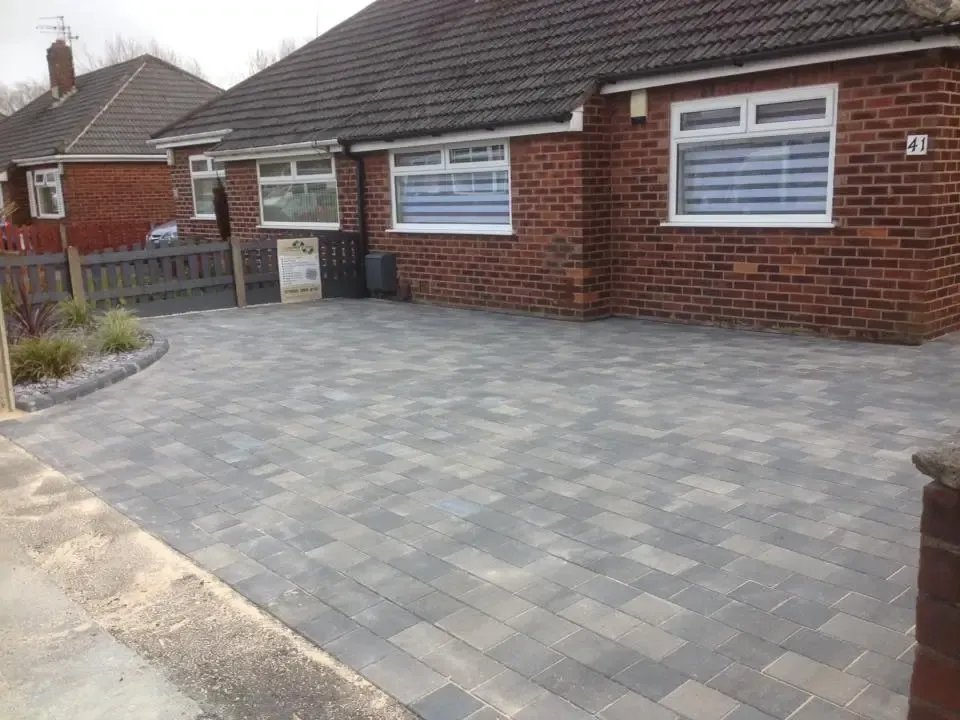 Front garden laid as a block paving driveway
